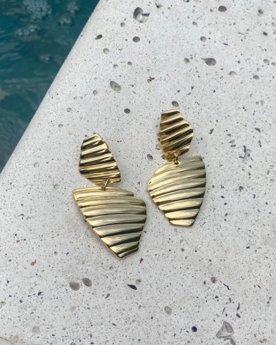 画像1: BIKO - Soleil Statement Drops Earring - ソレイル ステートメントドロップピアス - Gold