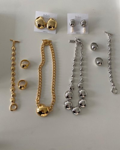 画像1: BIKO - Nicola Studs - Large ニコラ スタッズピアスL - Gold