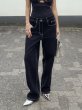 画像11: HOUSE OF SUNNY - 13OZ  Unisex Carpenter Straight Leg Denim ホワイトステッチ ストレートレッグデニム - Jet Black (11)