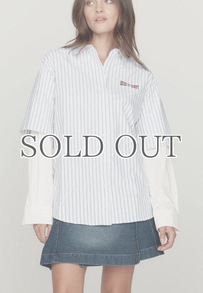 画像1: HOUSE OF SUNNY - Double Layered Button Down ダブルスリーブストライプシャツ - Off White (1)