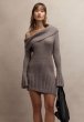 画像1: HOUSE OF SUNNY - Chunky Rib Dress オフショルダーリブニットドレス - Grey (1)