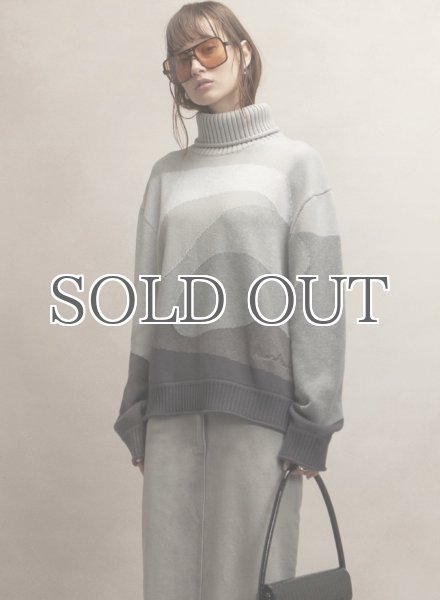 画像1: HOUSE OF SUNNY - The Greyscale Landscape Knit Top ランドスケープタートルニット - Grey Multi (1)