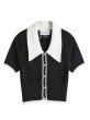 画像1: HOUSE OF SUNNY - Contrast Peggy Top ショートスリーブニットカーディガン - Black/White (1)