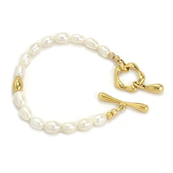 画像1: BIKO -  Muse Pearl Bracelet ミューズ淡水パールブレスレット - Gold (1)