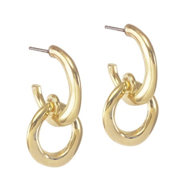 画像1: BIKO -  Pia Hoops ダブルフープピアス - Gold (1)