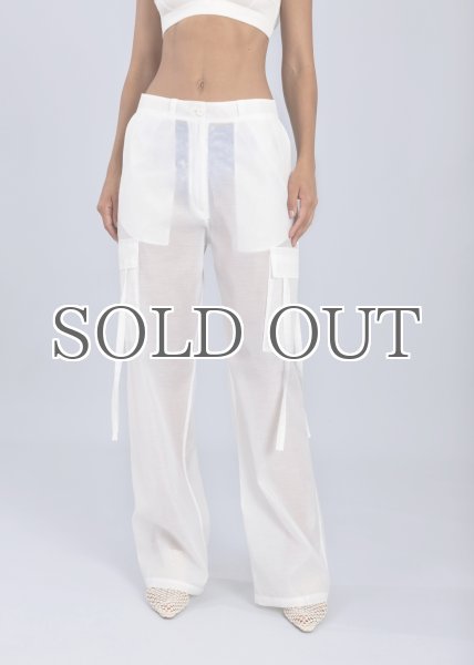 画像1: ESTHÉ - Organza Cargo Trousers オーガンジートラウザーパンツ - Off White (1)