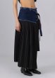 画像6: ESTHE - Pleated Asymmetric Wool and Denim Midi Skirt  デニム x プリーツスカート - Navy/Black (6)