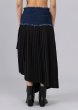 画像7: ESTHE - Pleated Asymmetric Wool and Denim Midi Skirt  デニム x プリーツスカート - Navy/Black (7)