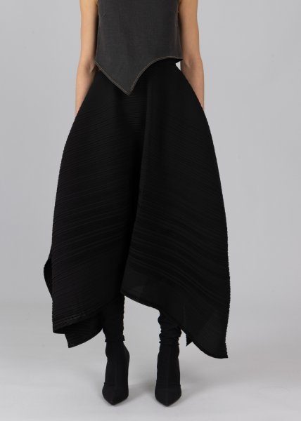 画像1: ESTHE - Asymmetrical Pleated Skirt  アシンメトリープリーツスカート - Black (1)