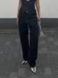 画像12: HOUSE OF SUNNY - 13OZ  Unisex Carpenter Straight Leg Denim ホワイトステッチ ストレートレッグデニム - Jet Black (12)